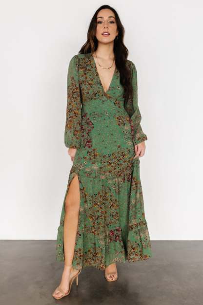 Autumn Floral Maxi Dress-Cozy Knit Sets