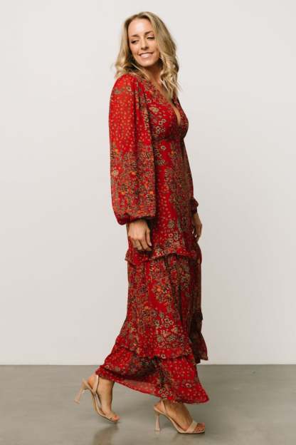 Autumn Floral Maxi Dress-Cozy Knit Sets