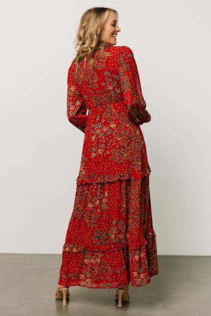 Autumn Floral Maxi Dress-Cozy Knit Sets