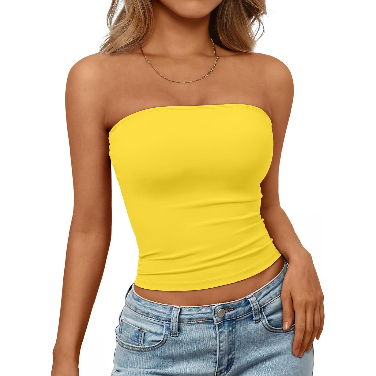 Basic Strapless Crop Top For Women