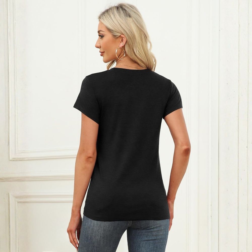 Women's Short Sleeve Tops Summer T-Shirts Round Neck Causal Fashion