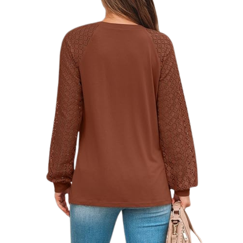 Long Sleeve Tops With Pleated Front And Lace Detail For WomenLong Sleeve Tops With Pleated Front And Lace Detail For Women - Image 20