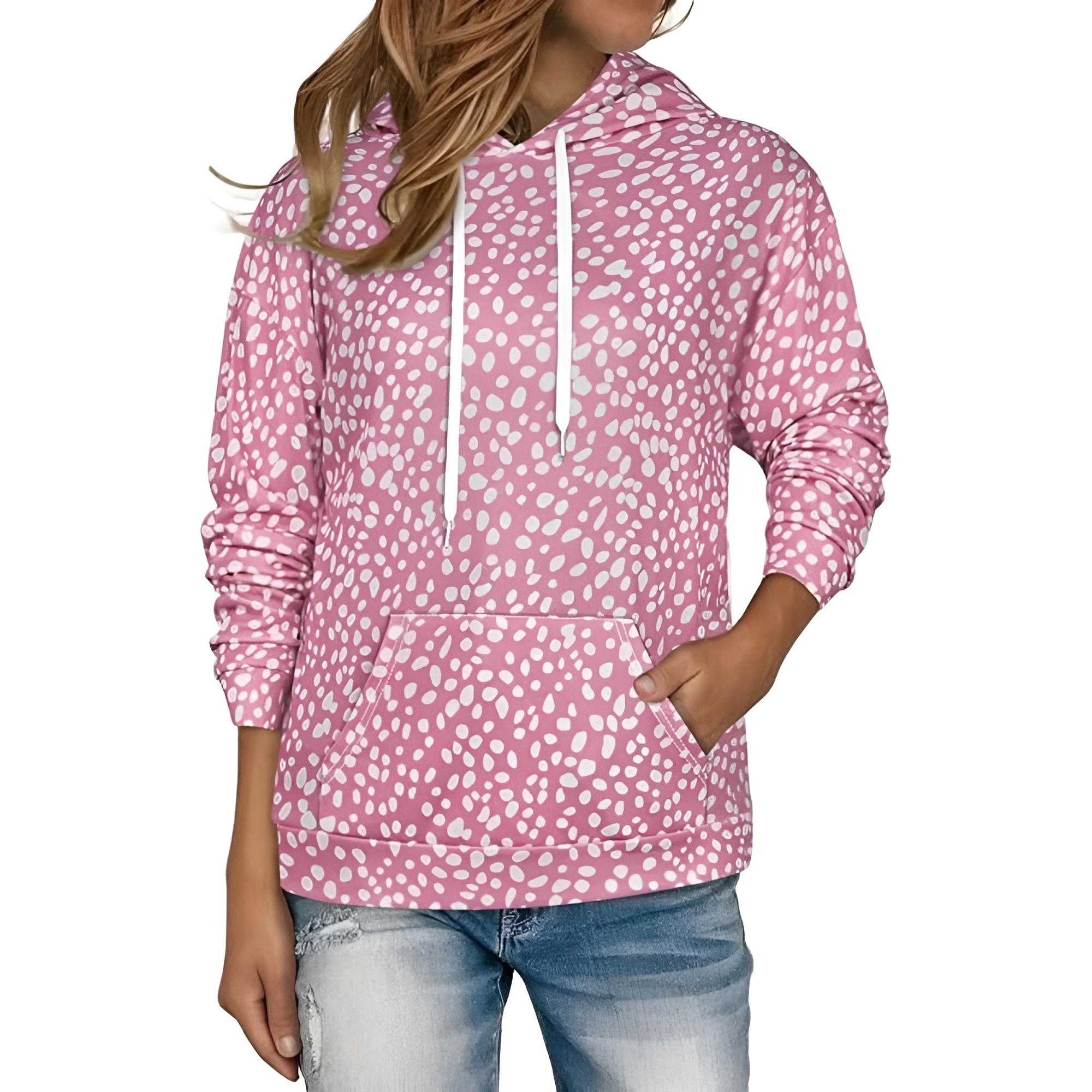 Casual Loose Fit Hoodies With Pullover Style And Drawstring For Women