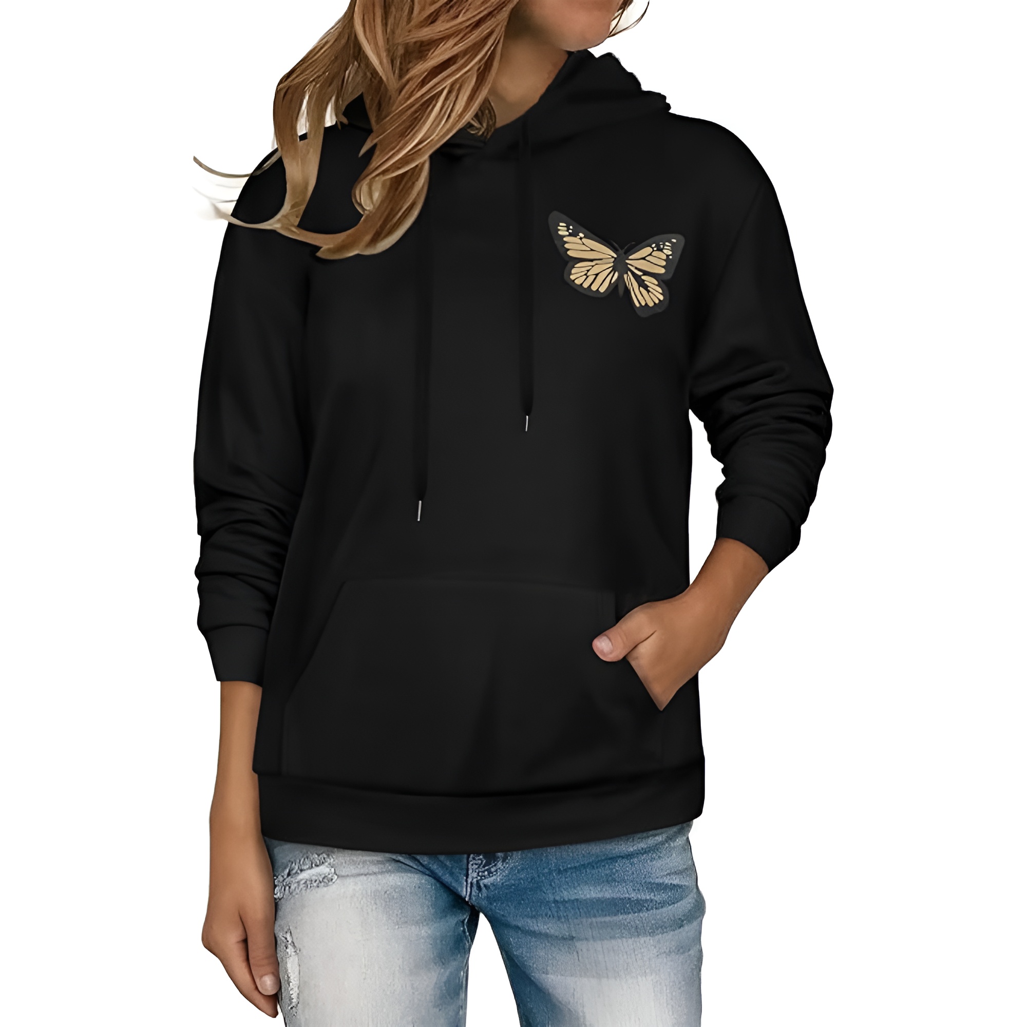 Casual Loose Fit Hoodies With Pullover Style And Drawstring For Women