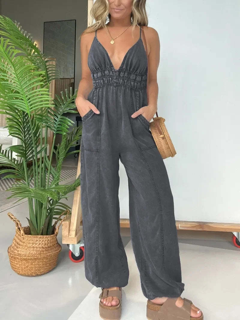 Casual Style Denim Jumpsuit-Cozy Knit Sets