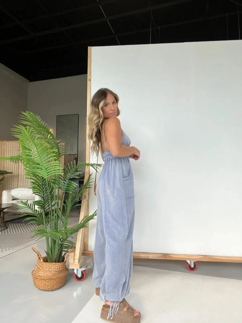 Casual Style Denim Jumpsuit-Cozy Knit Sets