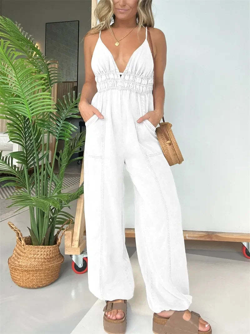 Casual Style Denim Jumpsuit-Cozy Knit Sets