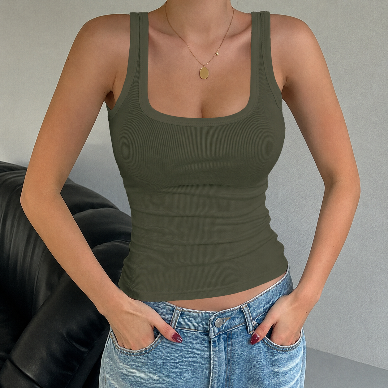 Casual Versatile Ribbed Fitted Tank Top For Women