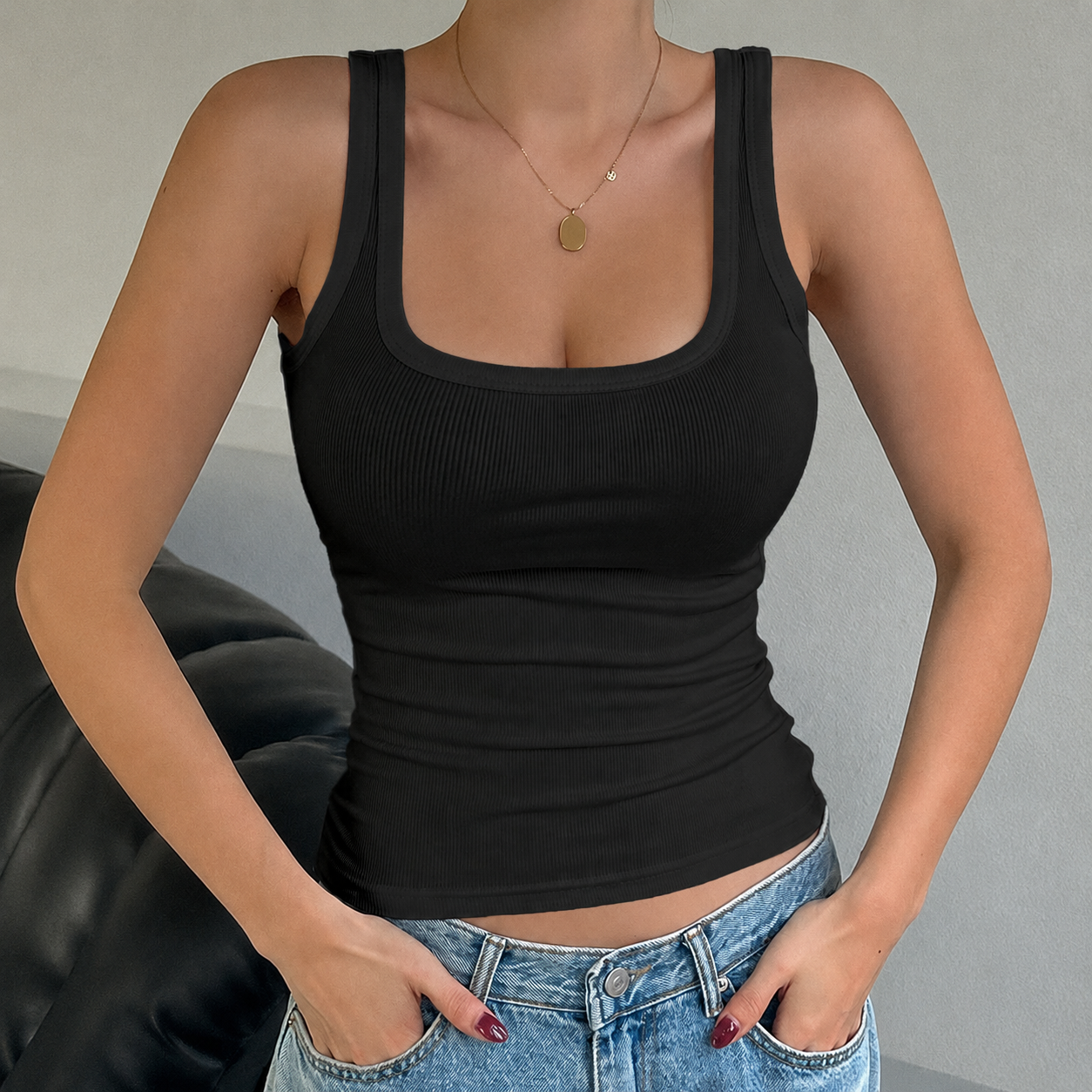 Casual Versatile Ribbed Fitted Tank Top For Women