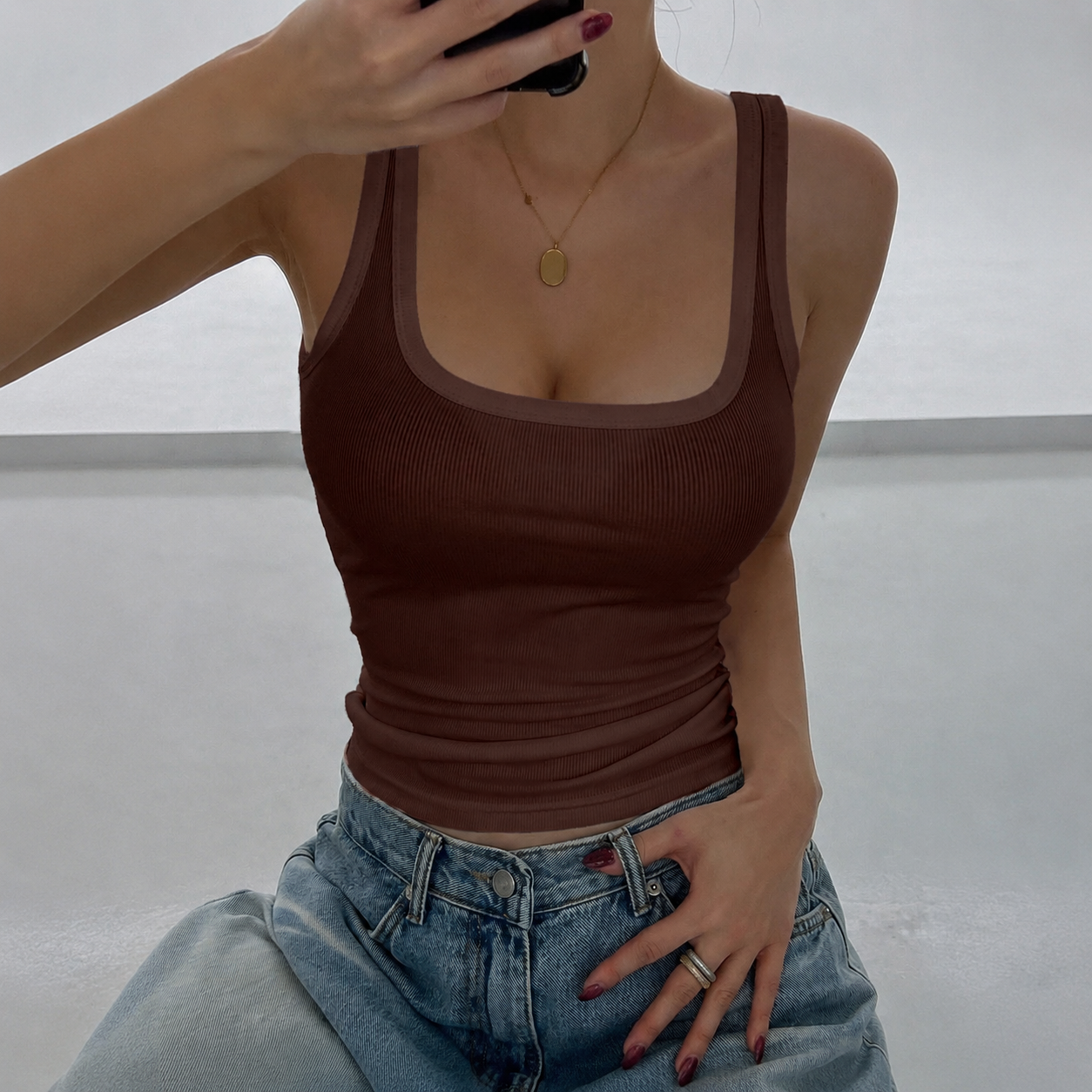 Casual Versatile Ribbed Fitted Tank Top For Women