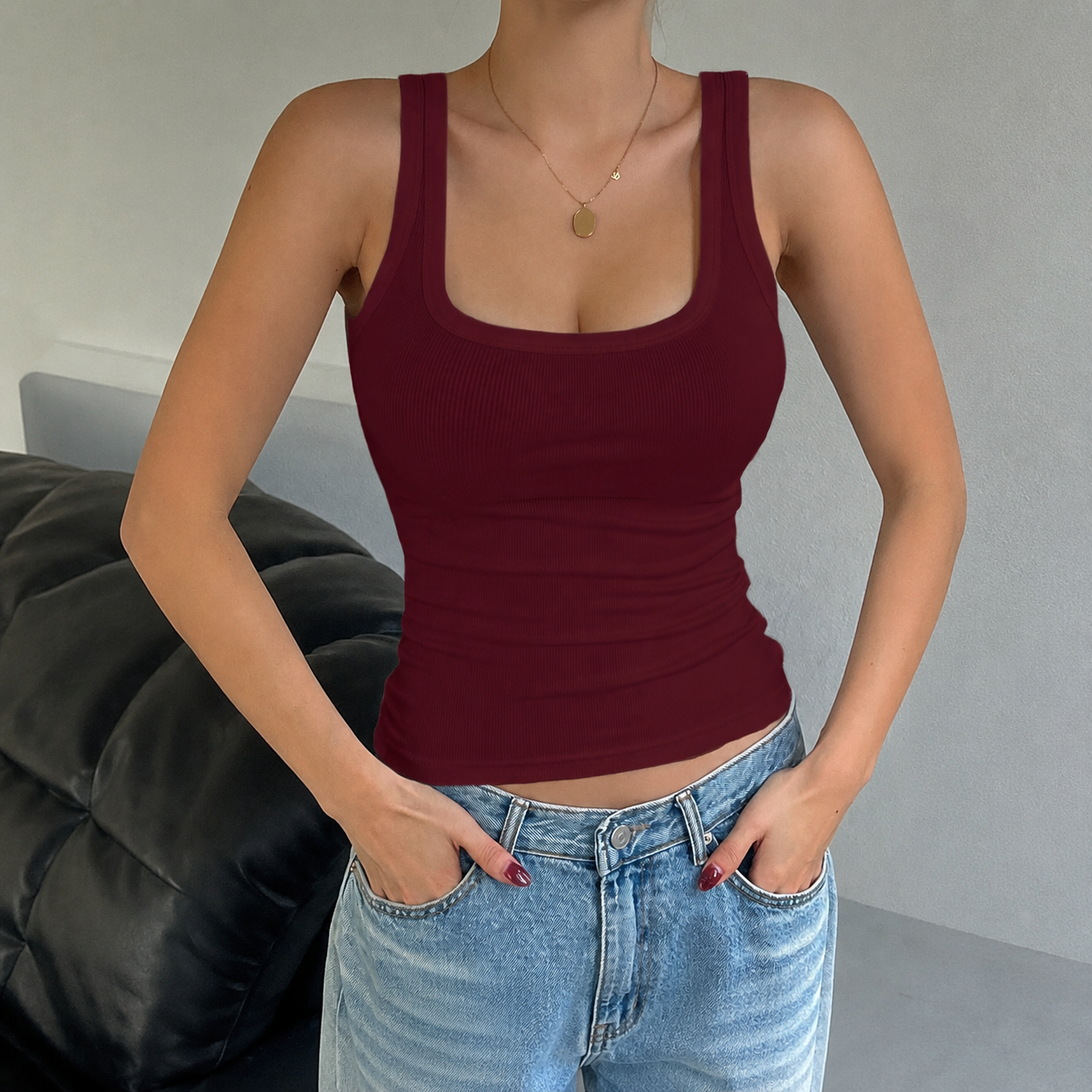 Casual Versatile Ribbed Fitted Tank Top For Women