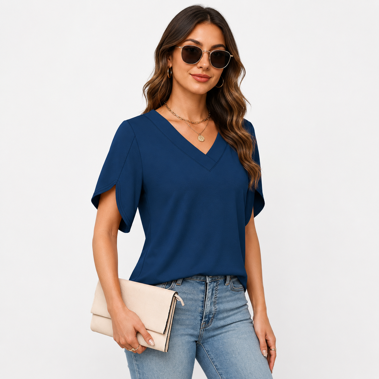 Summer Short Petal Sleeve T Shirts For Women