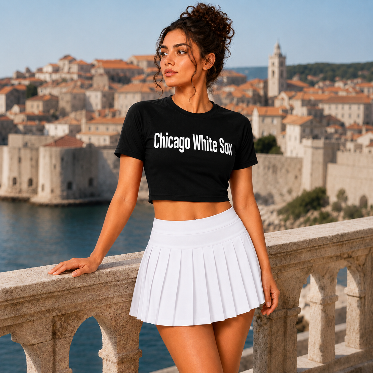 Chicago White Sox Baseball Team Printed Two Piece Top And Skirt Set For Women