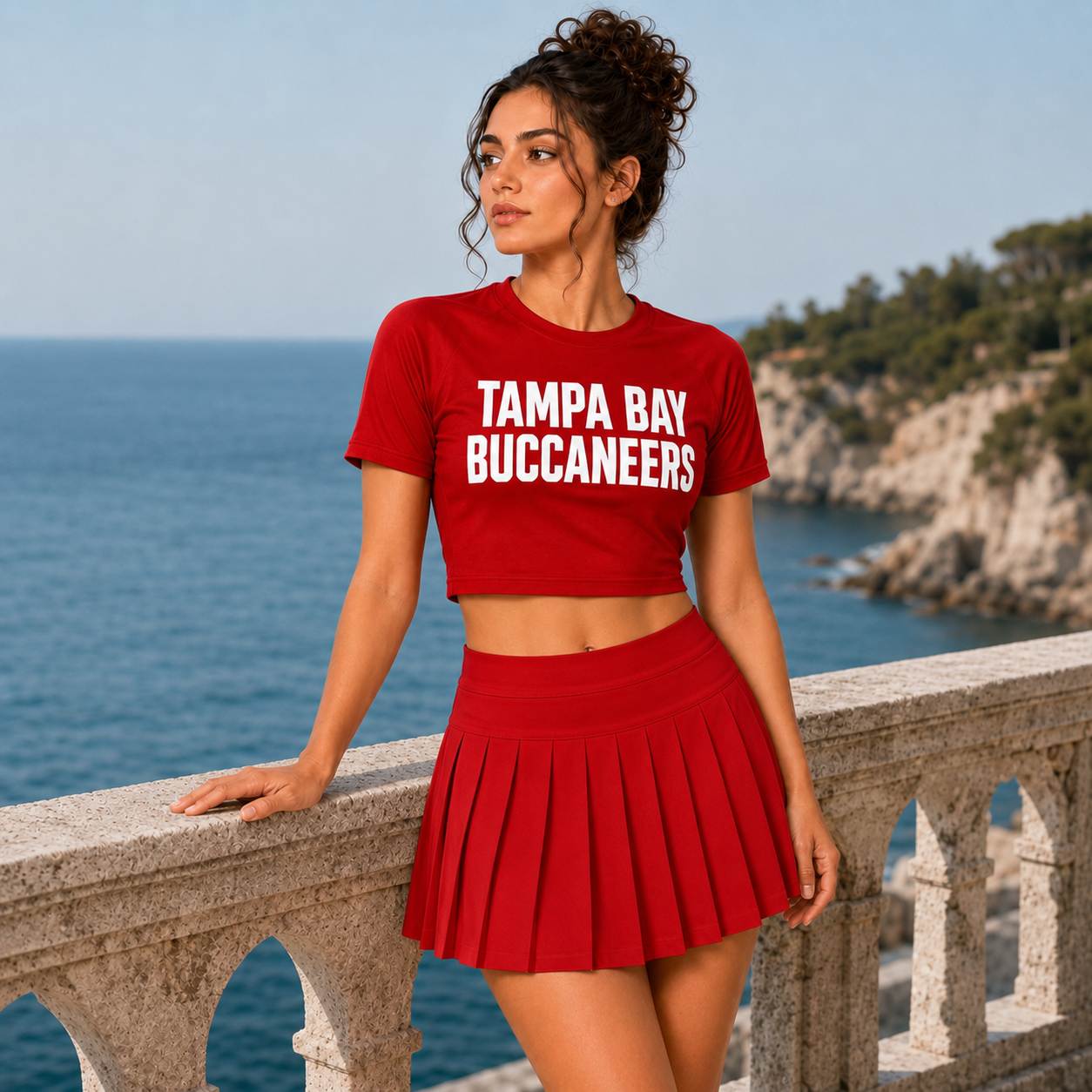 Tampa Bay Buccaneers Football Team Printed Two Piece Top And Skirt Set For Women