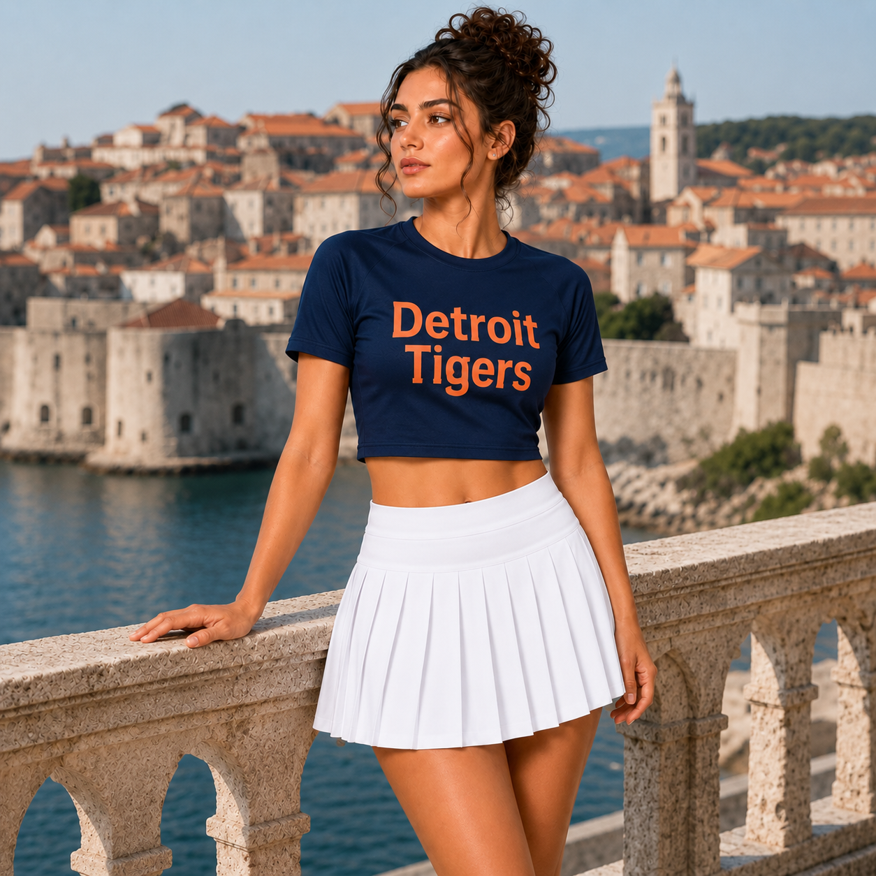 Detroit Tigers Baseball Team Printed Two Piece Top And Skirt Set For Women