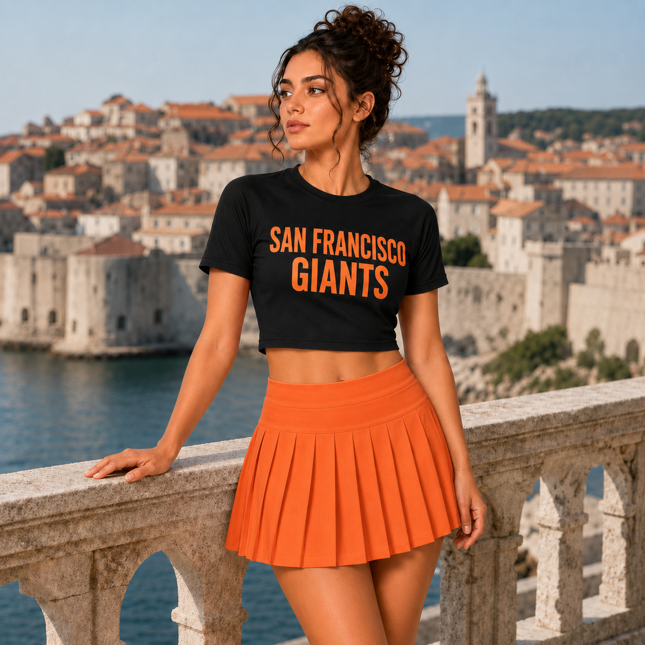 San Francisco Giants Baseball Team Printed Two Piece Top And Skirt Set For Women