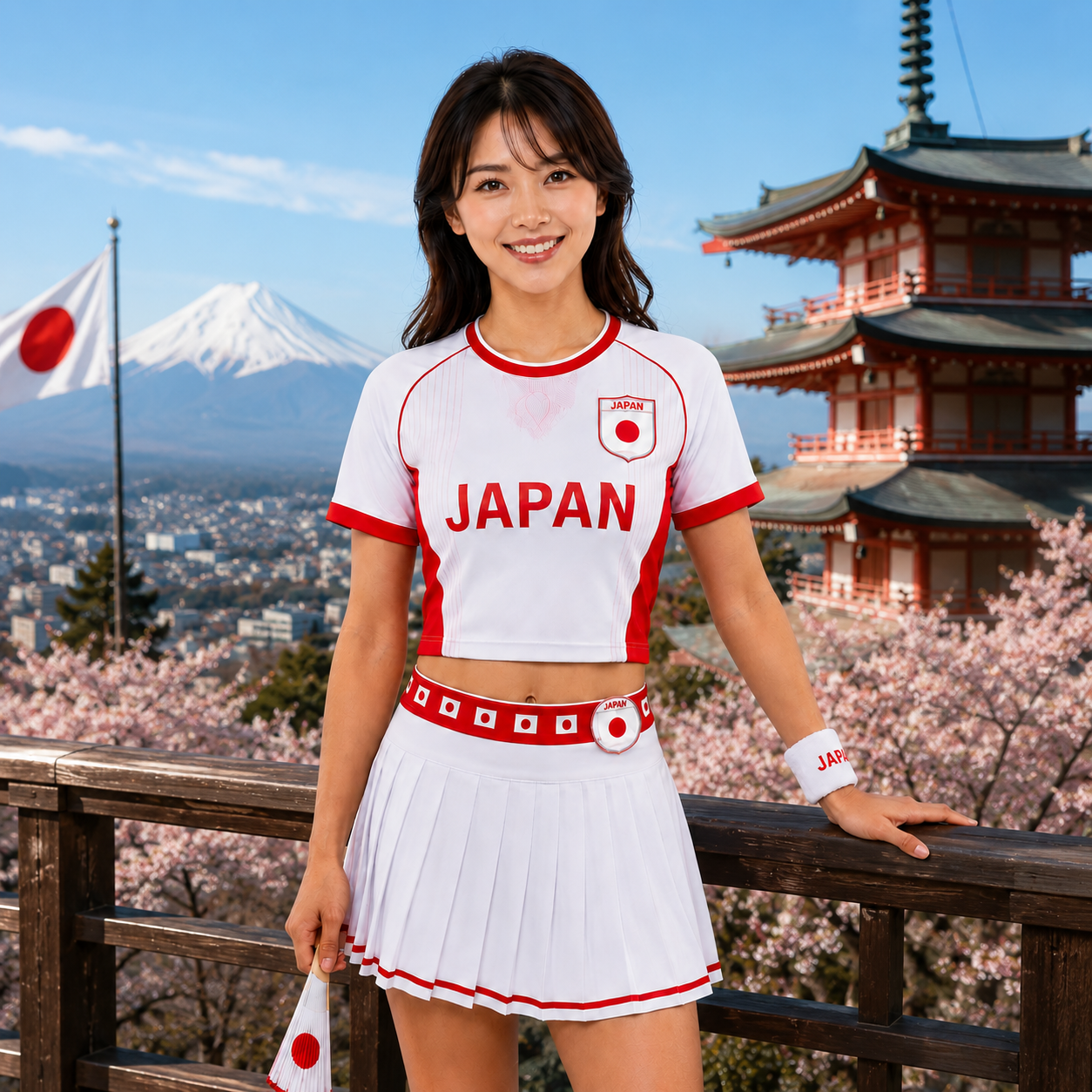 FIFA 2026 Japan Football Themed Two Piece Skirt Set For Women