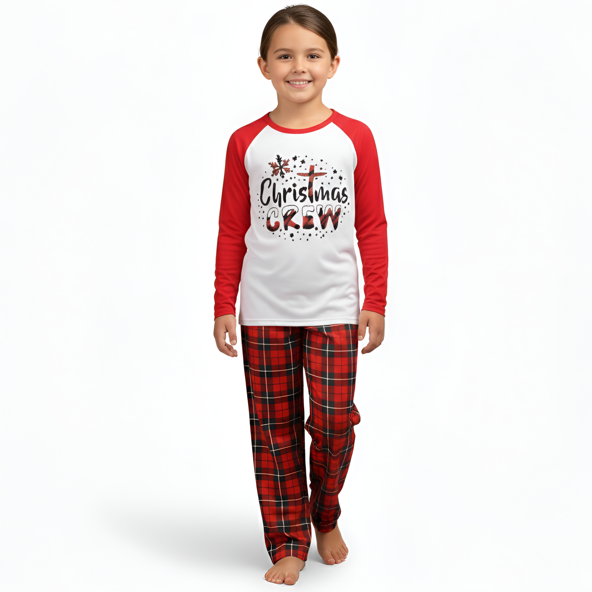 Christmas Crew Red Plaid Family Matching Pajama Sets