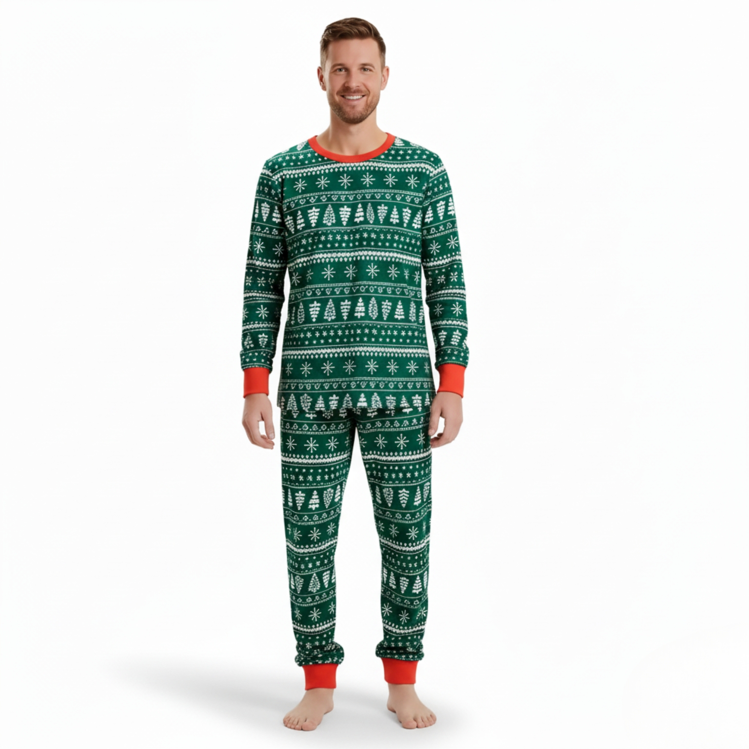 Christmas Tree And Snowflake Printed Family Matching Holiday Pajama Set