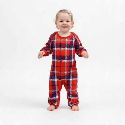 Christmas Tree Merry Christmas Printed Family Matching Plaid Pajama Set