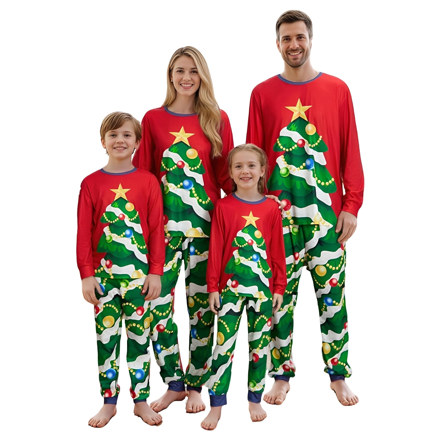 Christmas Tree Ornament Printed Family Matching Pajama Set