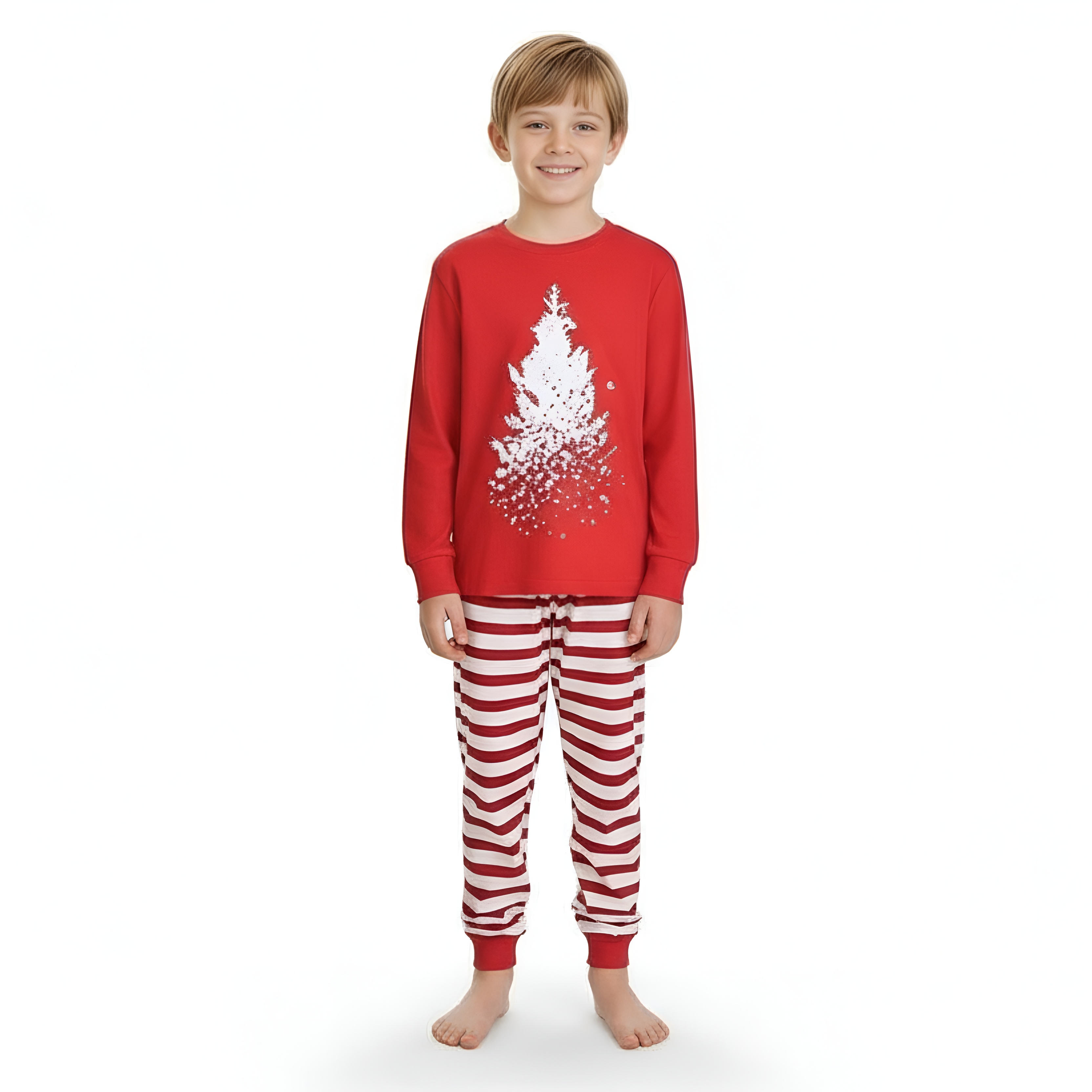 Christmas Tree Printed Striped Family Matching Pajama Set