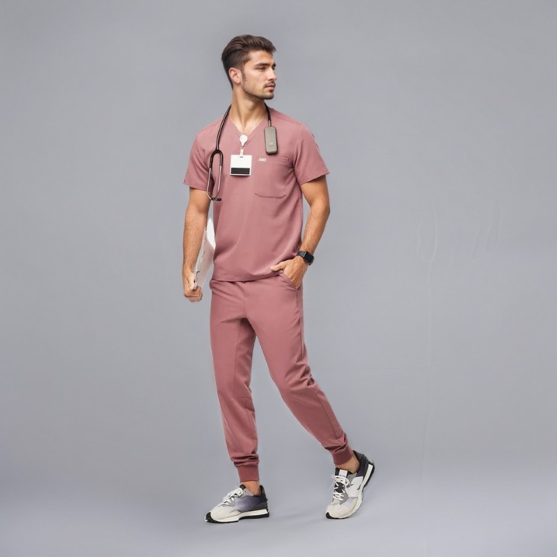 Comfortable Scrub Set For Men With Three Pocket Top And Jogger Pants