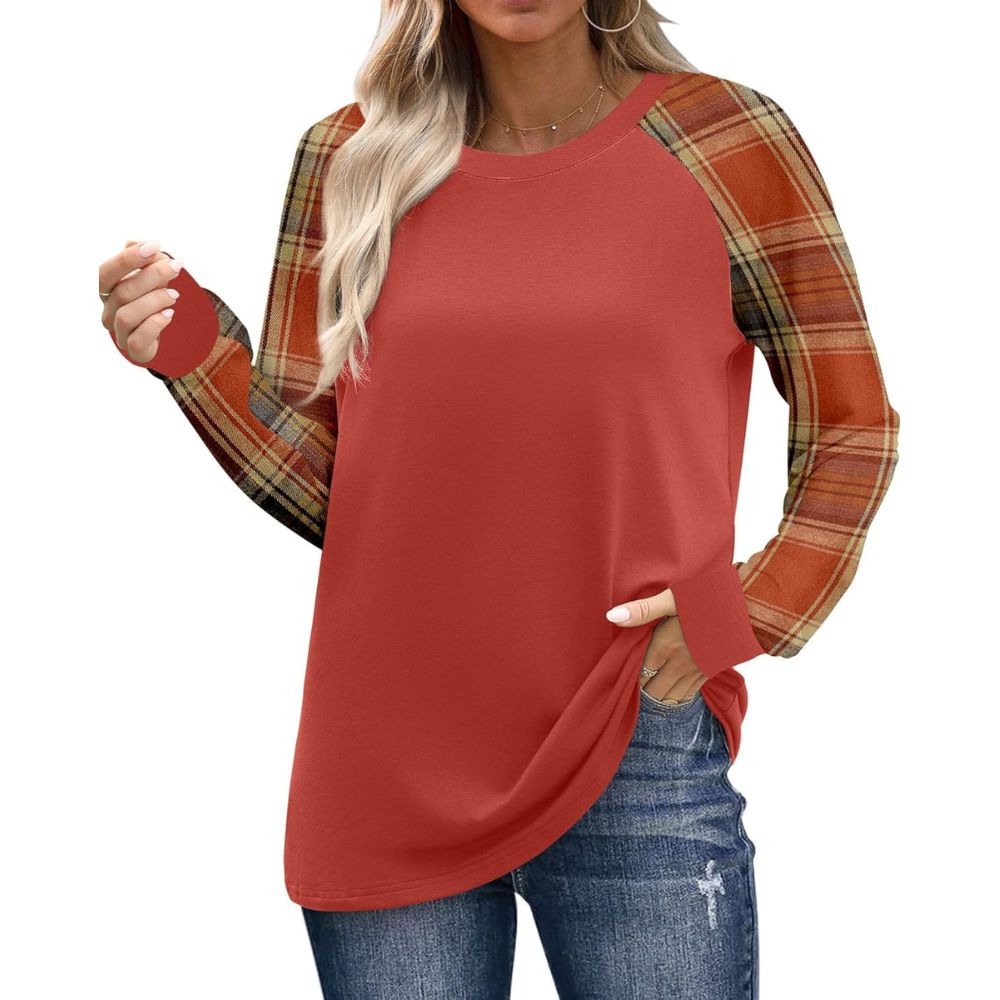 Long Sleeve Shirts for Women Color Tops Casual Crewneck Basic Tees