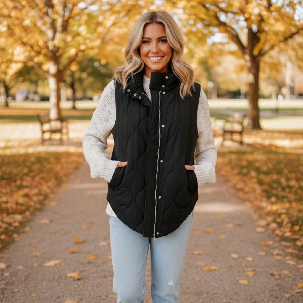 Cropped Puffer Vest for Women