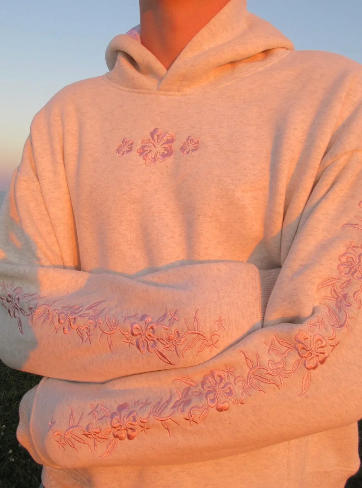 Hibiscus Print Hoodie-Cozy Knit Sets