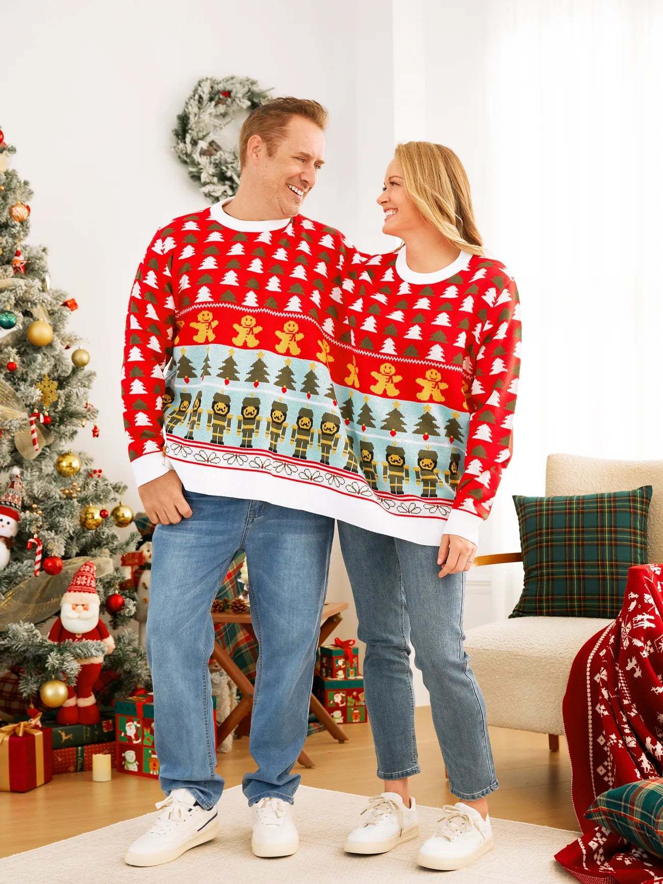 Double Jumper Knit Pullover Tops Christmas Ugly Sweater-Cozy Knit Sets
