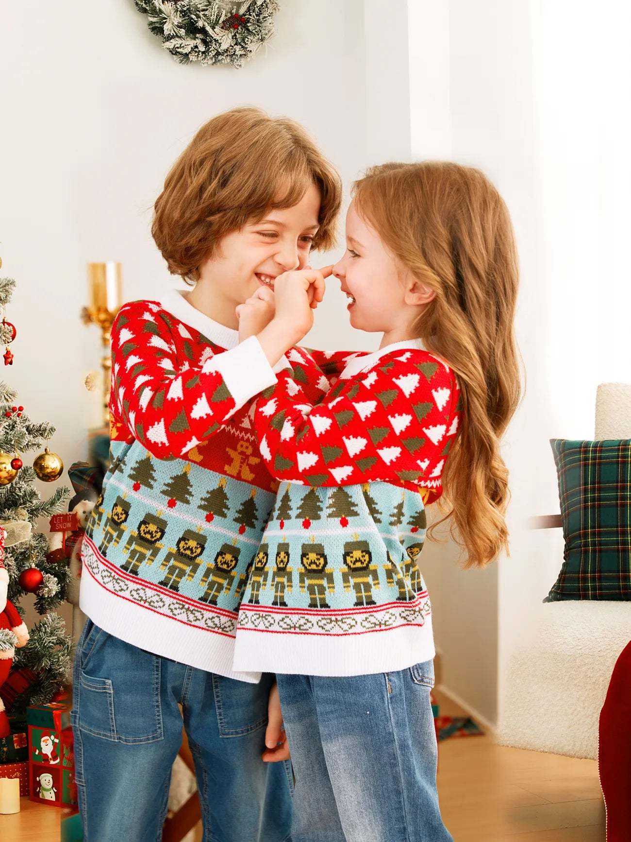 Double Jumper Knit Pullover Tops Christmas Ugly Sweater-Cozy Knit Sets