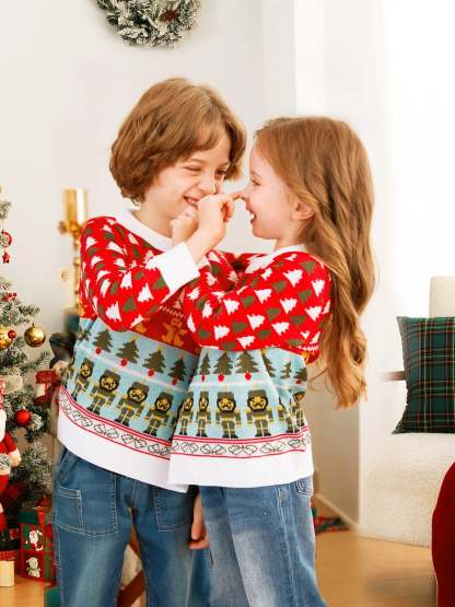 Double Jumper Knit Pullover Tops Christmas Ugly Sweater-Cozy Knit Sets