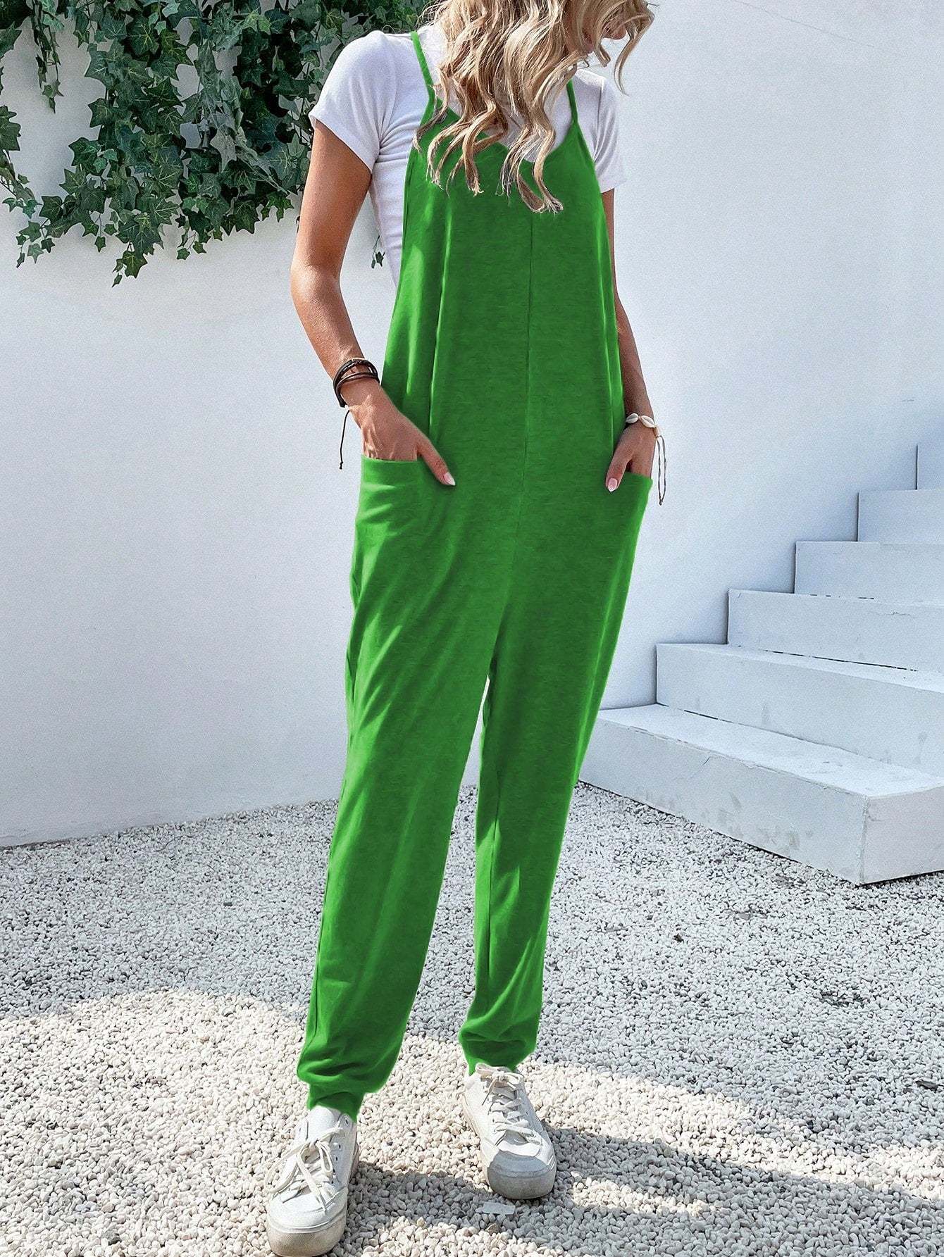 Dual Pocket Keyhole Jumpsuit Without Tee-Cozy Knit Sets