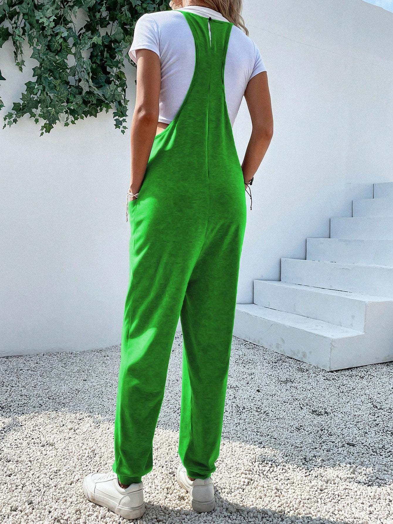 Dual Pocket Keyhole Jumpsuit Without Tee-Cozy Knit Sets