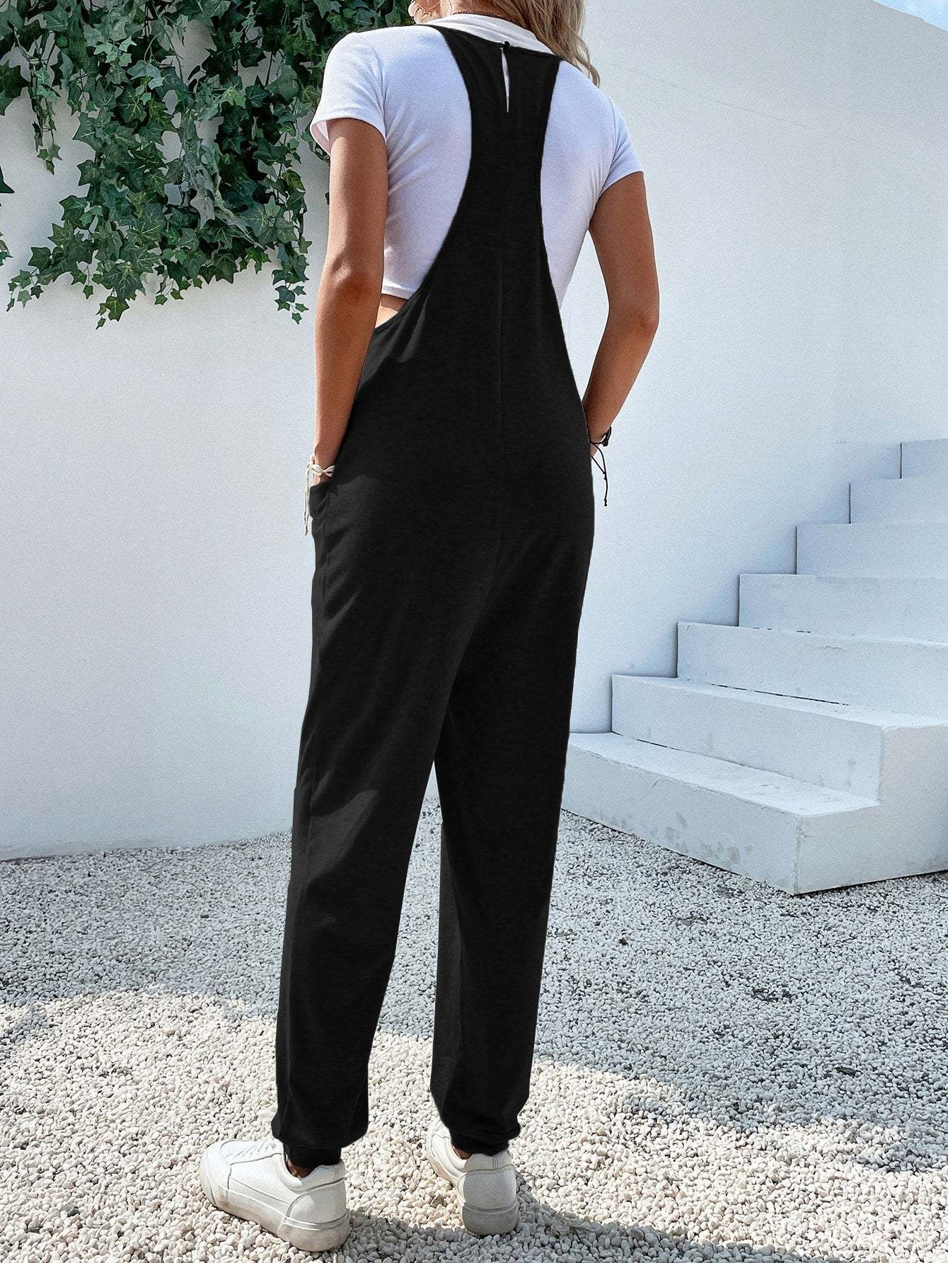 Dual Pocket Keyhole Jumpsuit Without Tee-Cozy Knit Sets