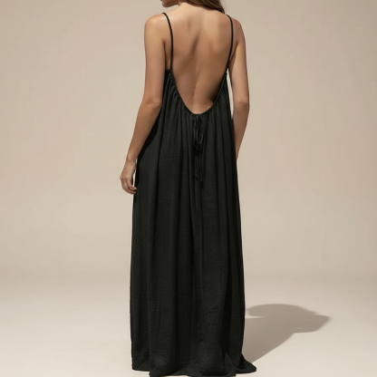 Effortless Solid Color Backless Cami Dress For Women