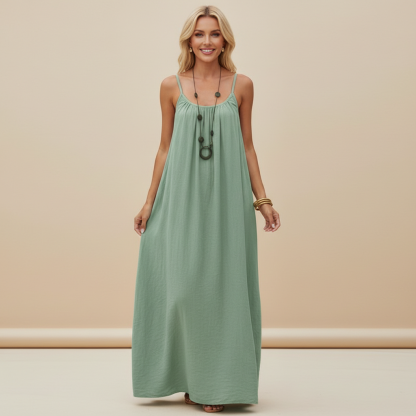 Effortless Solid Color Backless Cami Dress For Women