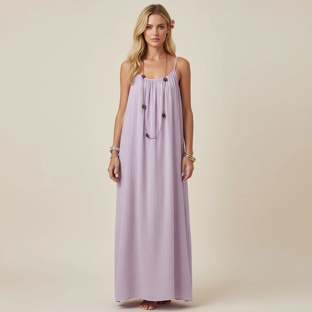 Effortless Solid Color Backless Cami Dress For Women