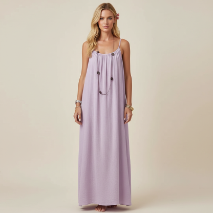 Effortless Solid Color Backless Cami Dress For Women