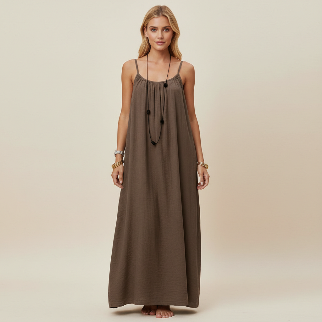 Effortless Solid Color Backless Cami Dress For Women