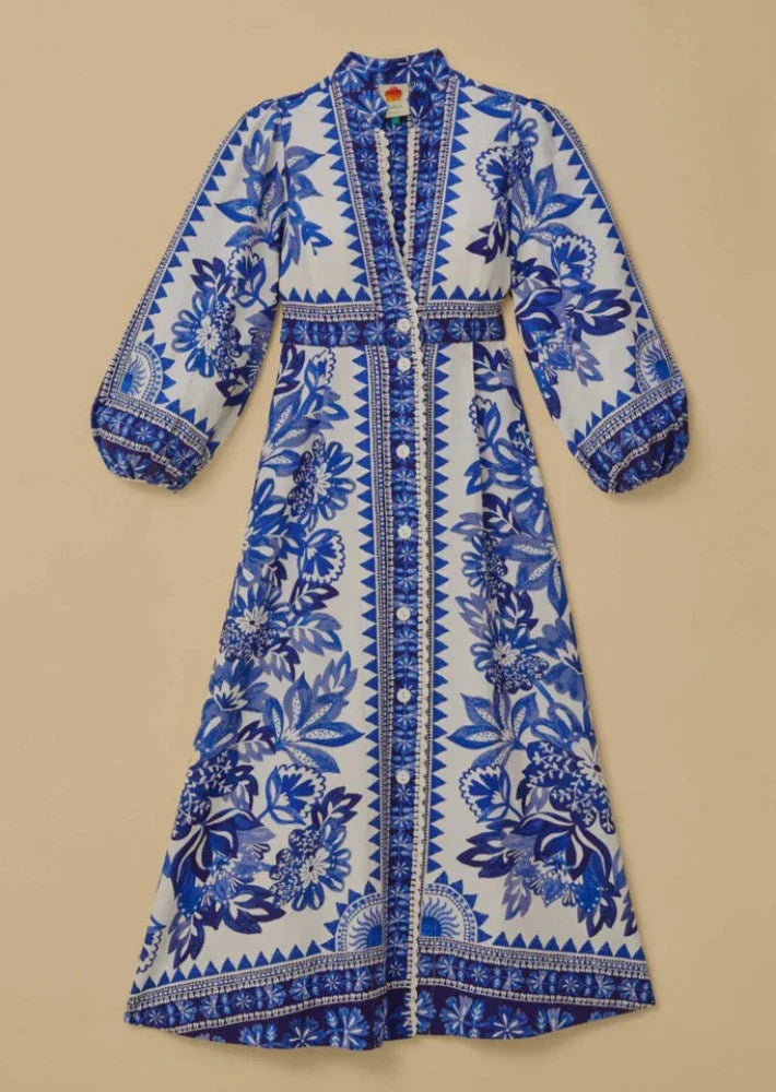 Elegant Floral Patterned Long Robe With Mandarin Collar-Cozy Knit Sets