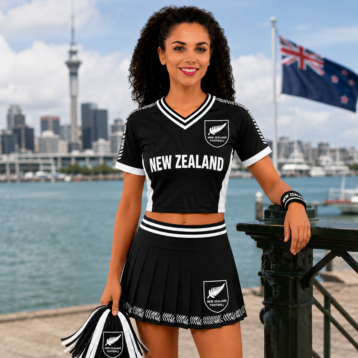 FIFA 2026 New Zealand Football Themed Two Piece Skirt Set For Women