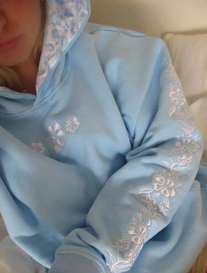 Hibiscus Print Hoodie-Cozy Knit Sets