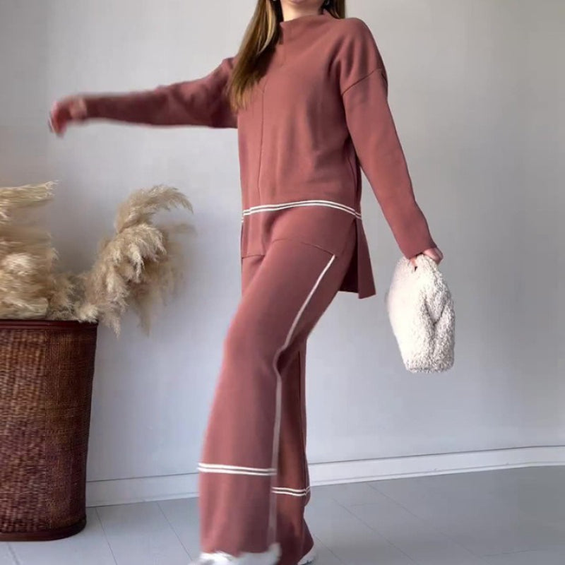 Fashionable High Collar Versatile Suit-Cozy Knit Sets