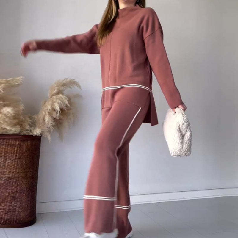 Fashionable High Collar Versatile Suit-Cozy Knit Sets
