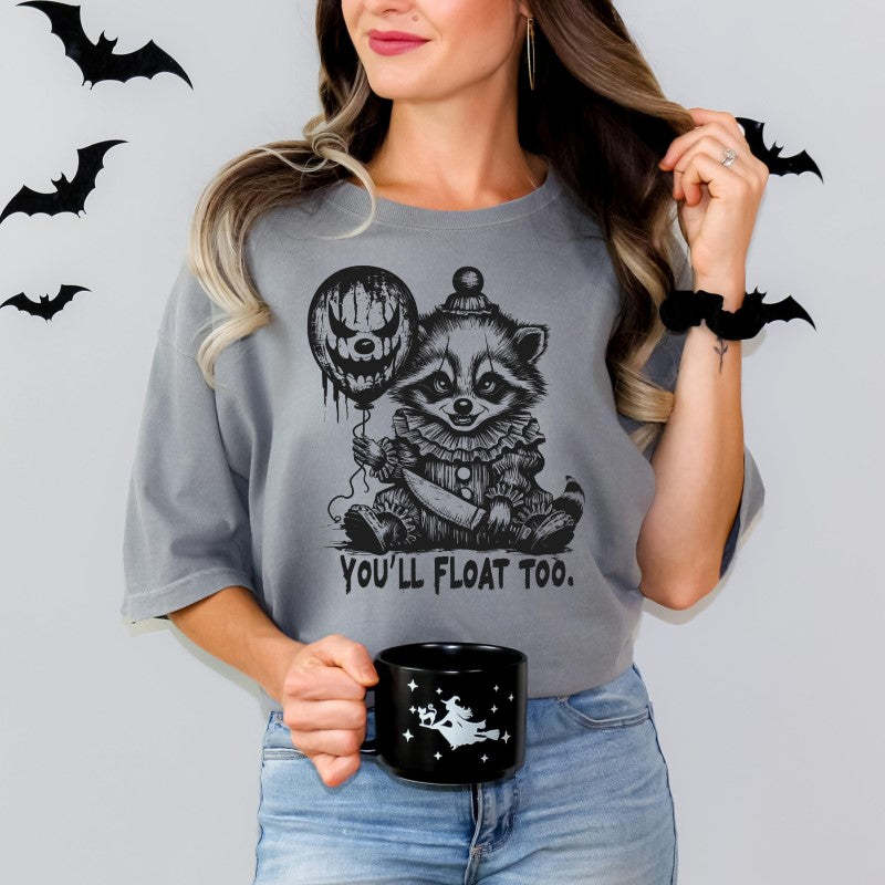 Float Too Raccoon Halloween Shirt-Cozy Knit Sets