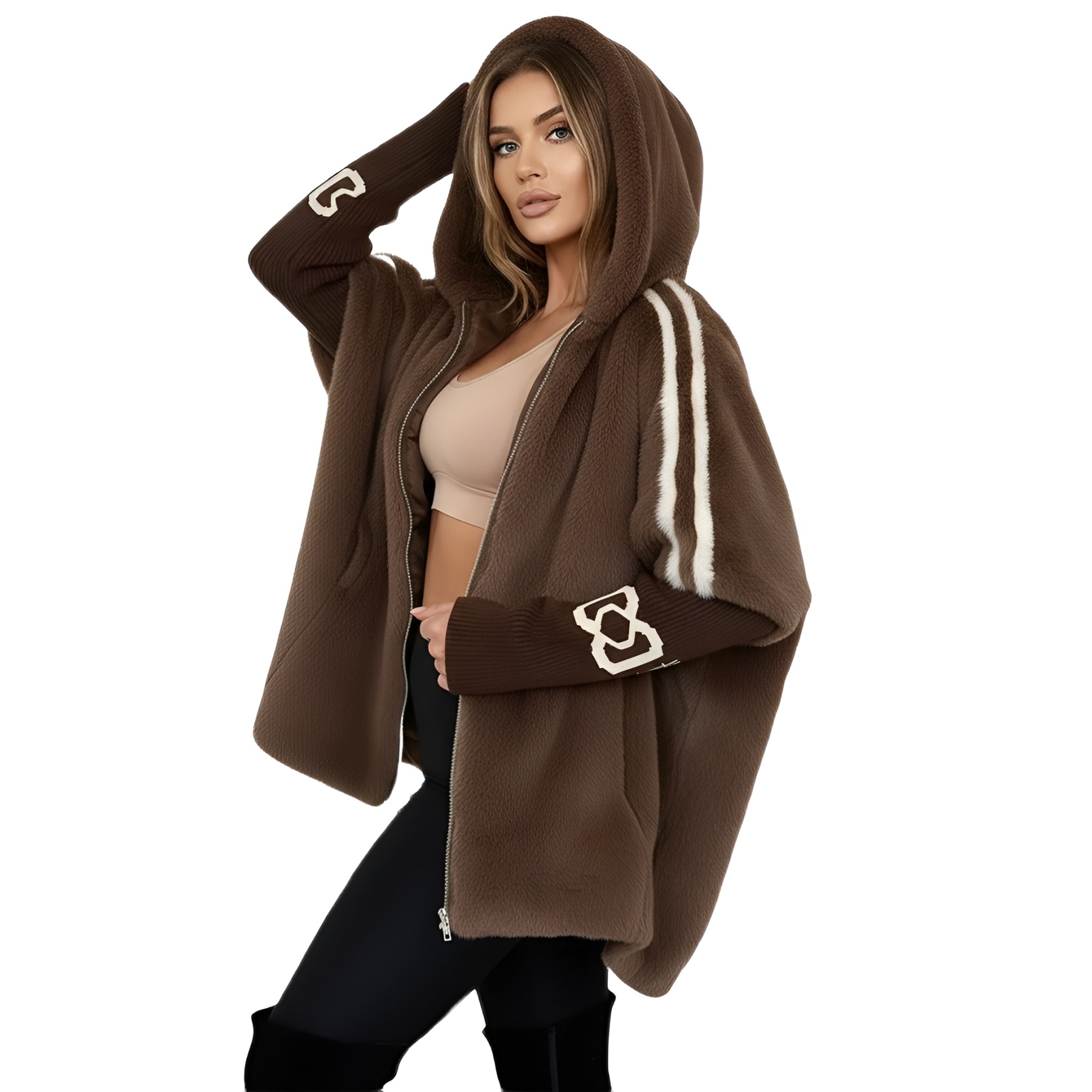 Cozy Hooded Zip Up Jacket For Women