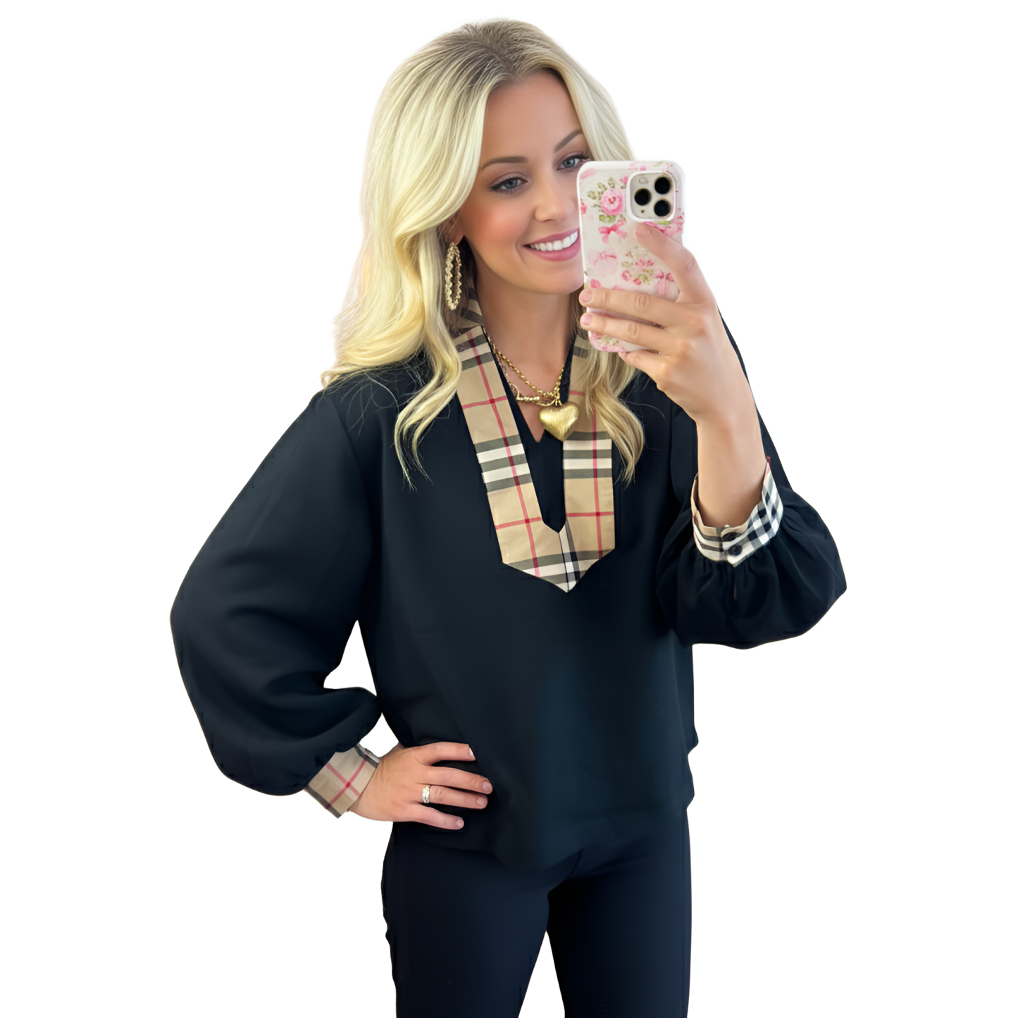 Taupe Accent Long Sleeve Casual Style Blouse