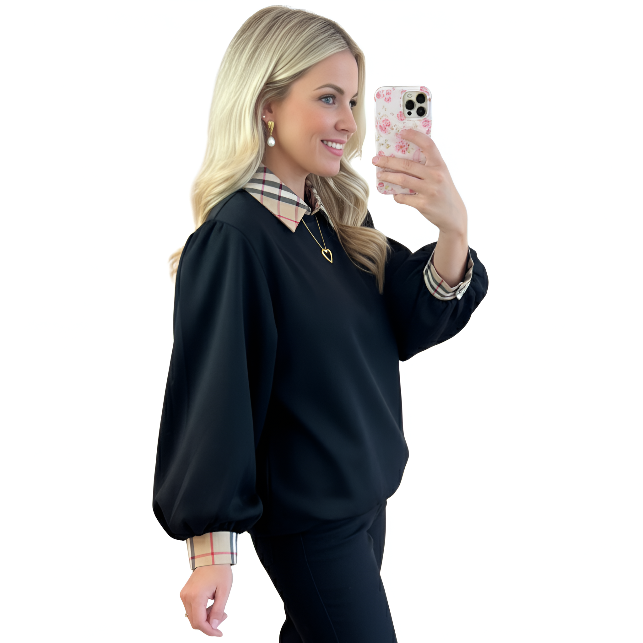 Taupe Accent Long Sleeve Casual Style Blouse